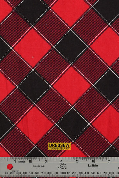 Diagonal Plaid Flannelette Red / Black
