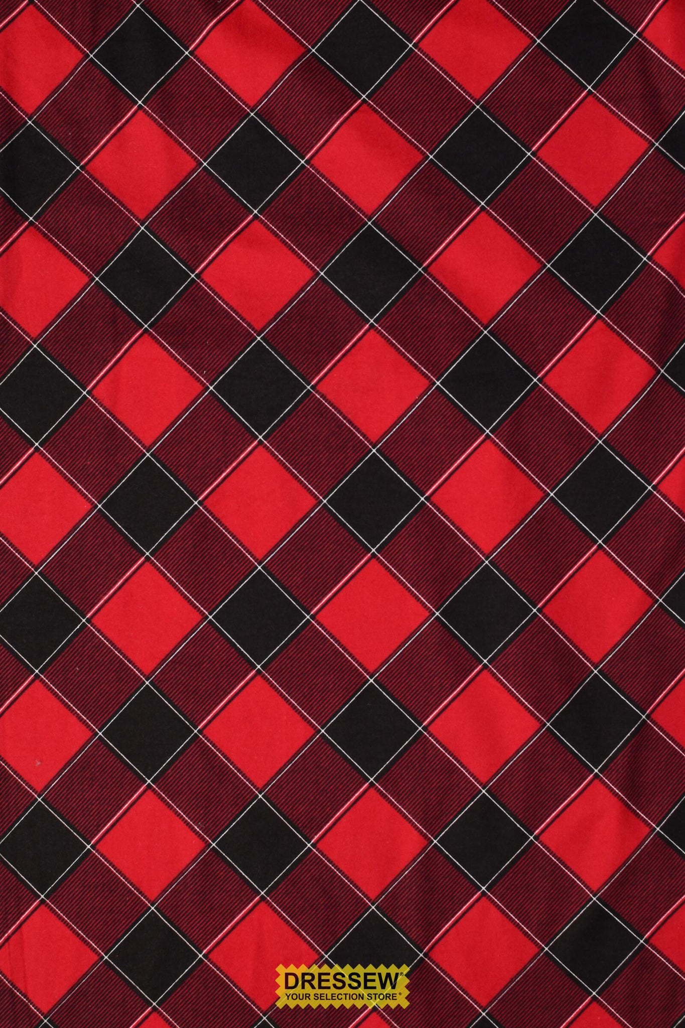Diagonal Plaid Flannelette Red / Black
