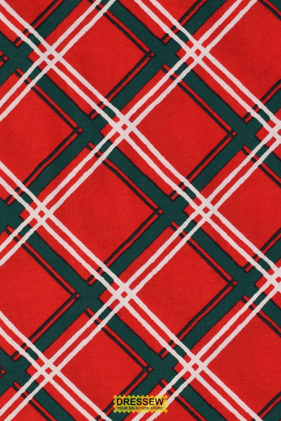 Diagonal Plaid Flannelette Red / Green / White