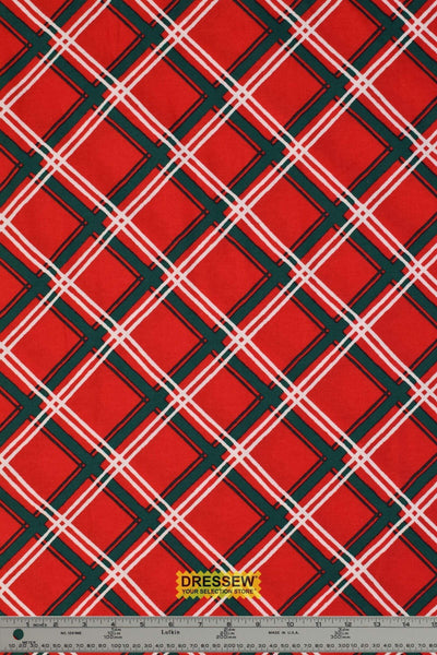 Diagonal Plaid Flannelette Red / Green / White