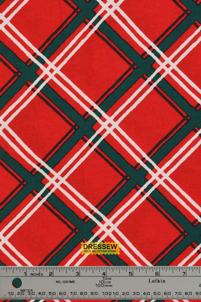 Diagonal Plaid Flannelette Red / Green / White