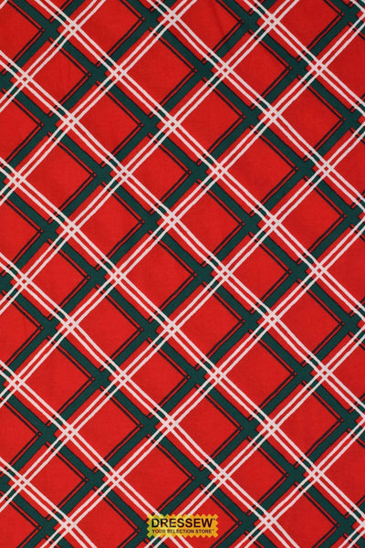 Diagonal Plaid Flannelette Red / Green / White