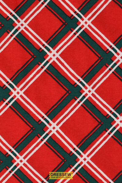 Diagonal Plaid Flannelette Red / Green