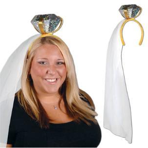 Diamond Ring Headband with Veil