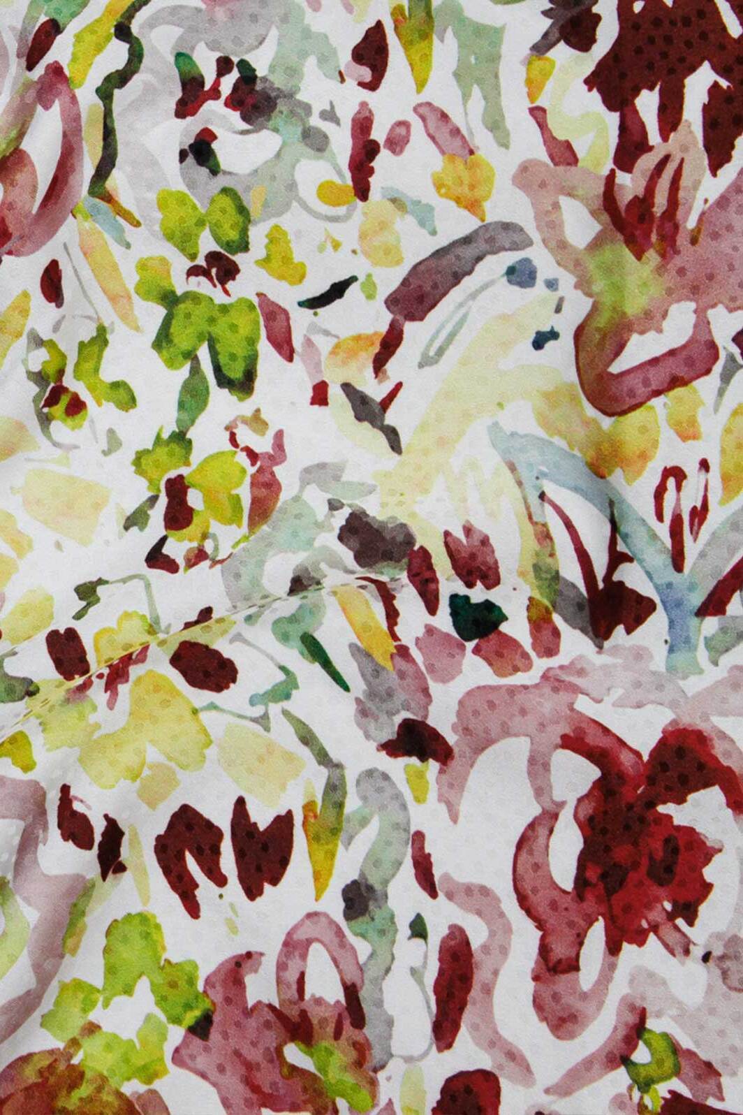 Digital Abstract Floral Jacquard White / Wine / Citrus