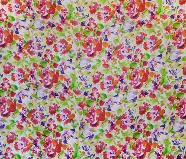 Digital Bloom Bubble Satin Coral / Violet / Lime