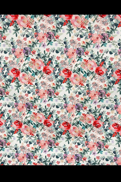 Digital Bouquet Sateen White / Pink