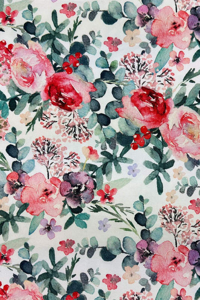 Digital Bouquet Sateen White / Pink