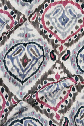 Digital Ikat Sateen White / Denim / Berry