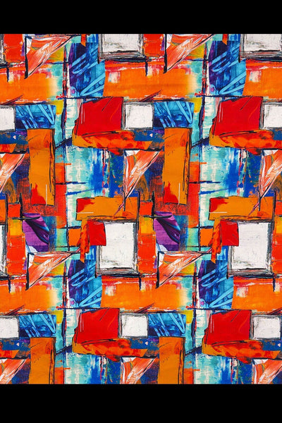 Digital Modern Art Sateen Red / Multi