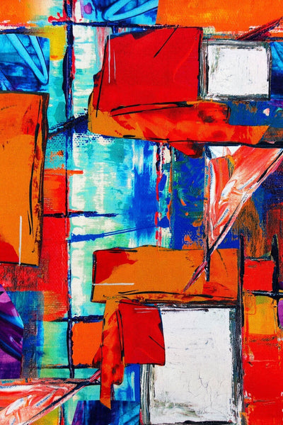 Digital Modern Art Sateen Red / Multi