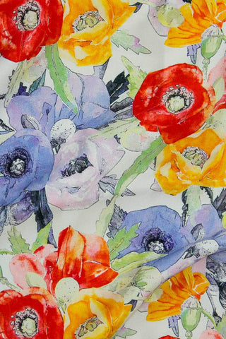 Digital Poppy Satin White / Multi