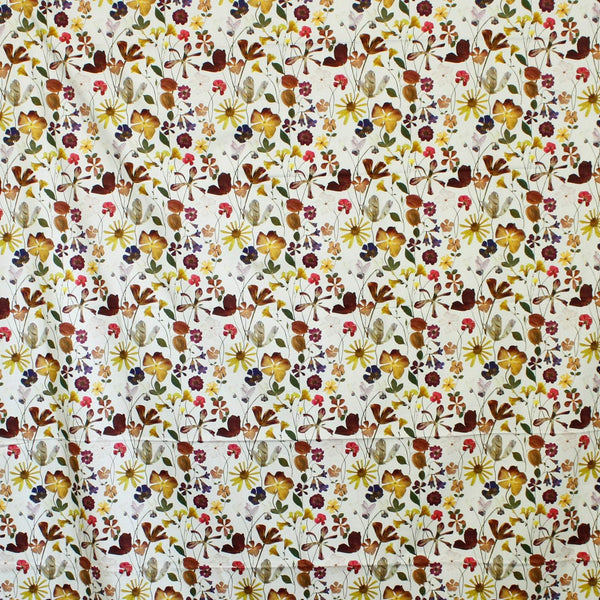 Digital Pressed Floral Sateen Off White / Multi