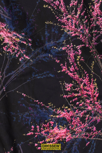Digital Sakura Sateen Navy / Fuchsia