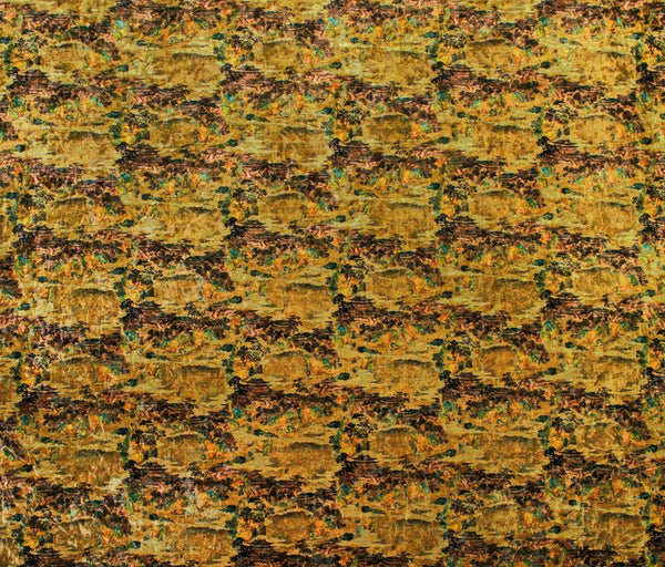 Digital Scenic Stretch Velvet Ochre / Green