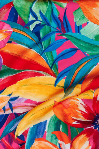 Digital Tropical Lycra Orange / Multi