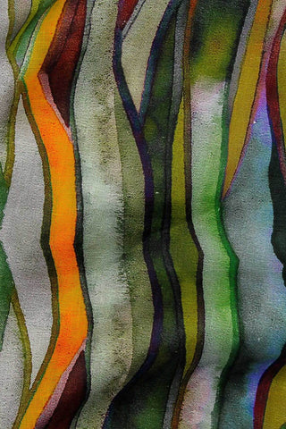 Digital Waves Linen Olive / Multi