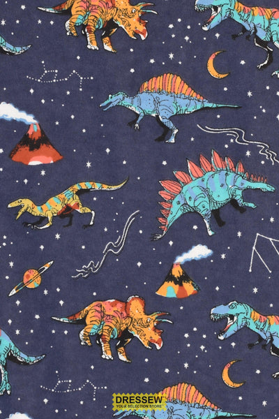 Dino Constellations Flannelette Navy / Multi