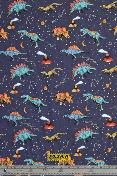 Dino Constellations Flannelette Navy / Multi