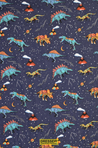 Dino Constellations Flannelette Navy / Multi