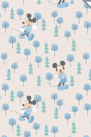 Disney Mickey in the Meadow Flannel Ivory / Blue