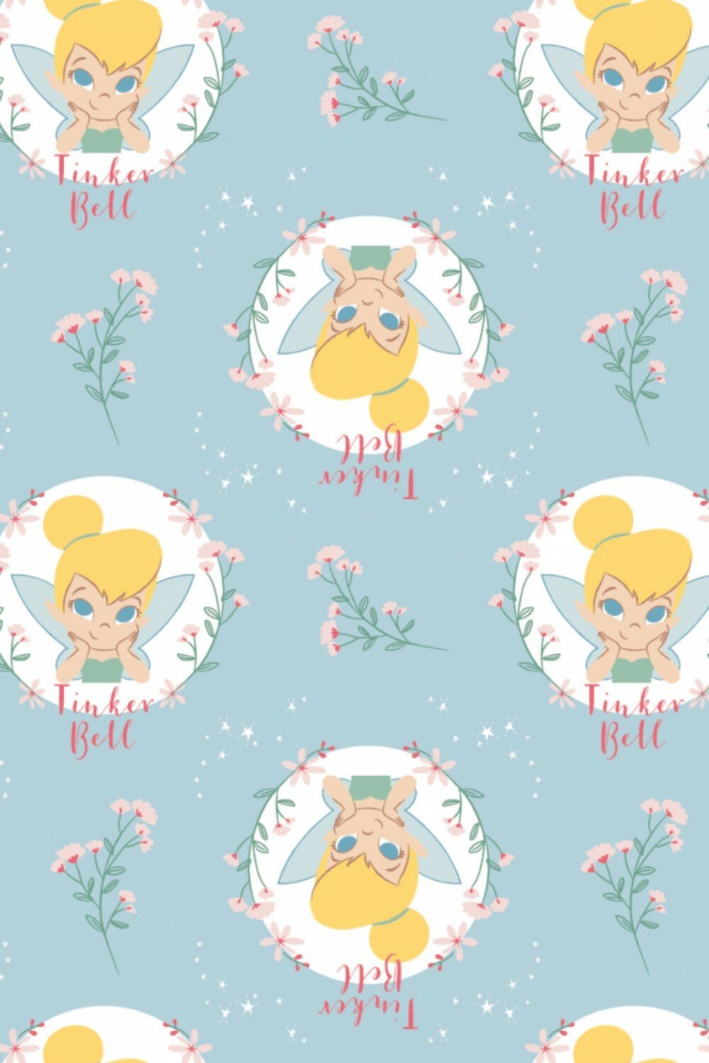 Disney Tinker Bell Flannel Floral Badges Light Blue