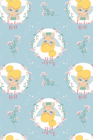 Disney Tinker Bell Flannel Floral Badges Light Blue