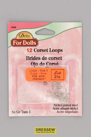 Doll Mini Corset Loops Size 3 Silver
