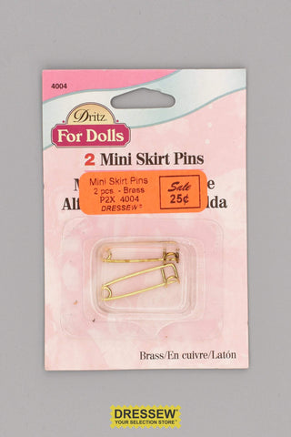 Doll Mini Skirt Pins Brass