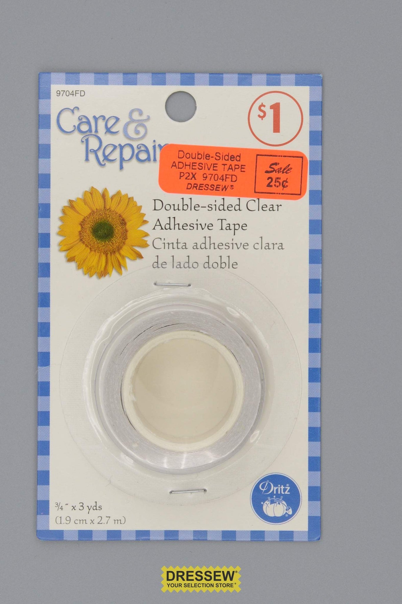 Double-Sided Adhesive Tape 3/4" x 3 yds. Clear