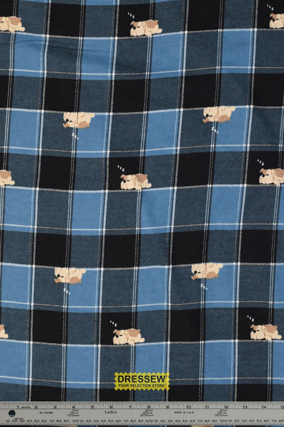 Dozin' Dog Plaid Flannelette Denim / Black
