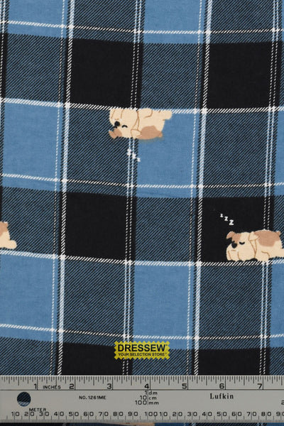 Dozin' Dog Plaid Flannelette Denim / Black
