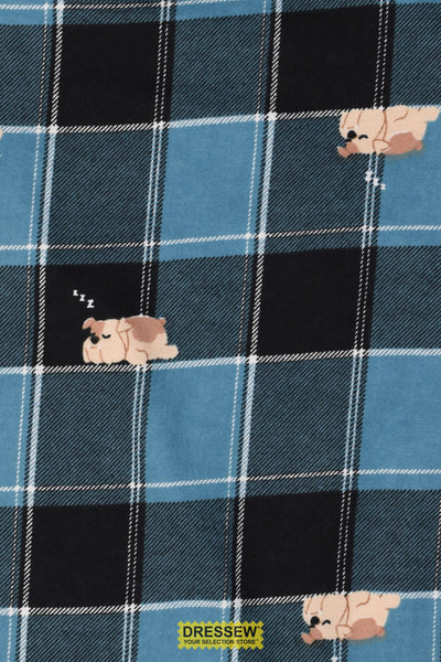 Dozin' Dog Plaid Flannelette Denim / Black