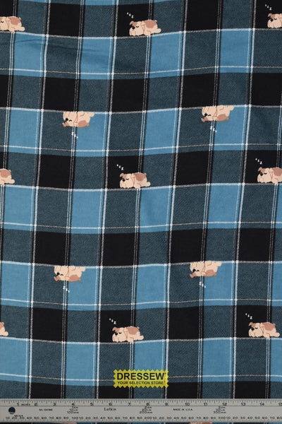 Dozin' Dog Plaid Flannelette Denim / Black