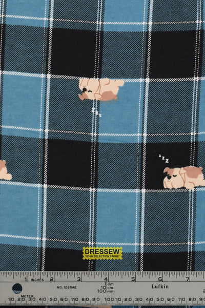Dozin' Dog Plaid Flannelette Denim / Black