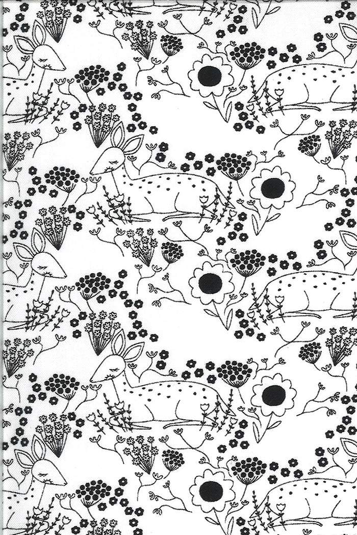 Dwell In Possibility Meadow Deer By Gingiber For Moda Ivory Night