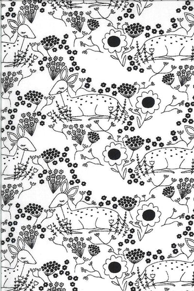Dwell In Possibility Meadow Deer By Gingiber For Moda Ivory Night
