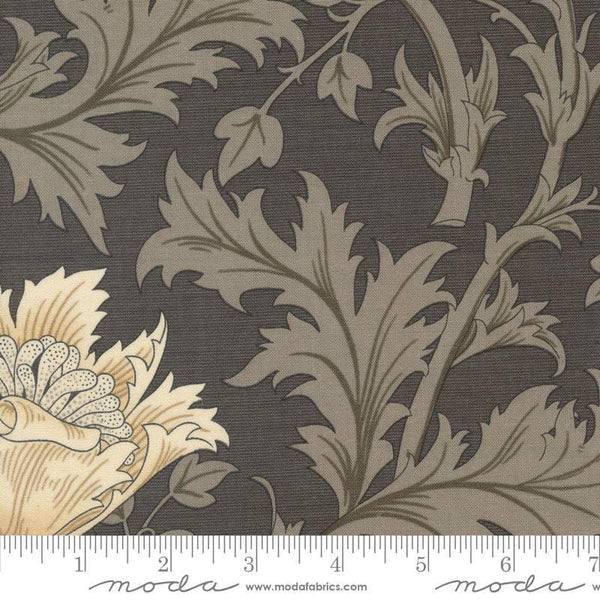 Ebony Suite - Best Of Morris By Barbara Brackman For Moda Large Anemone Charcoal