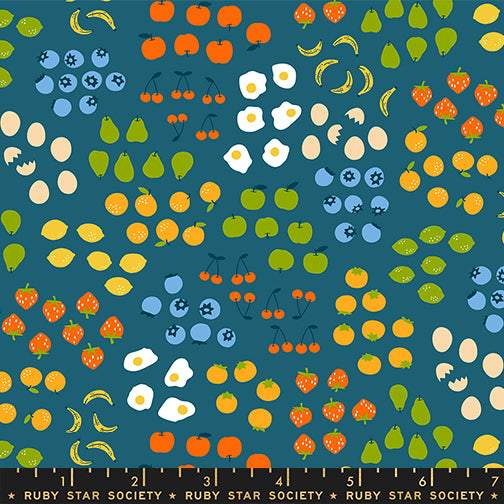 Egg And Friends Novelty Fruit By Kimberly Kight Of Ruby Star Society For Moda Teal