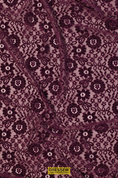 Elise Chenille Lace Plum