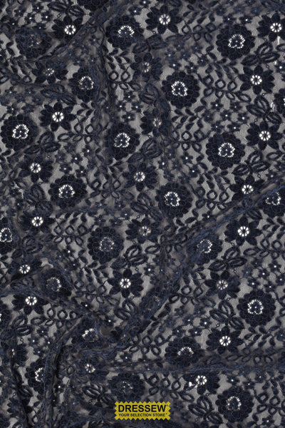 Elise Chenille Lace Vintage Navy