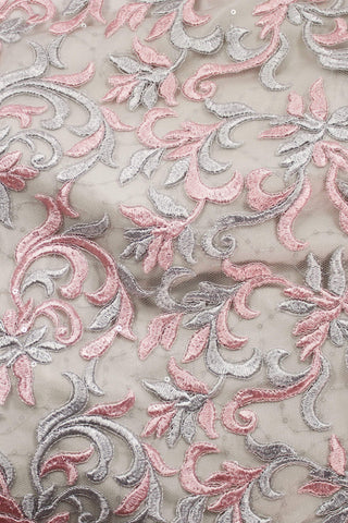 Elsie Embroidered Sequin Mesh Platinum / Pink