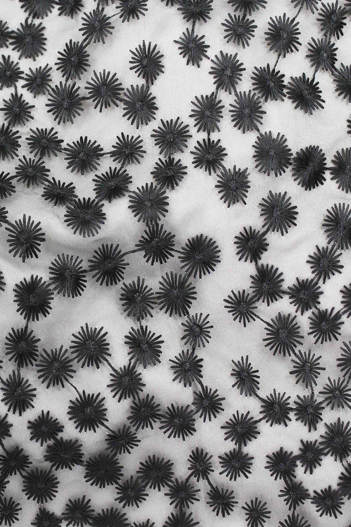 Embroidered Daisy Mesh Black