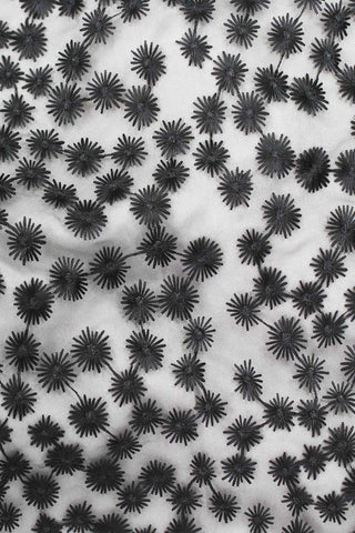 Embroidered Daisy Mesh Black
