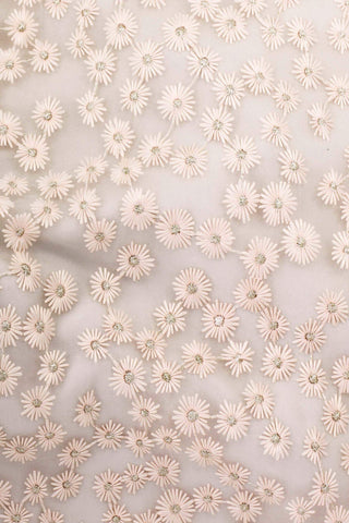 Embroidered Daisy Mesh Ivory / Blush