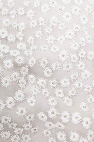 Embroidered Daisy Mesh Off White / Gold
