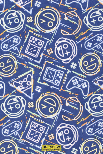 Emoji Gamer Flannelette Royal / Multi