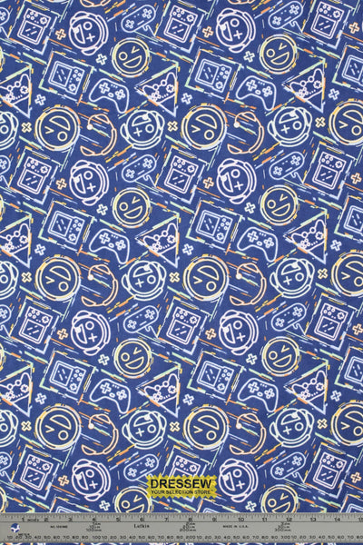 Emoji Gamer Flannelette Royal / Multi