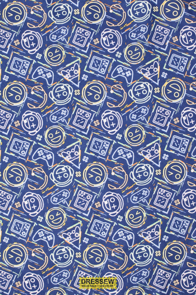 Emoji Gamer Flannelette Royal / Multi
