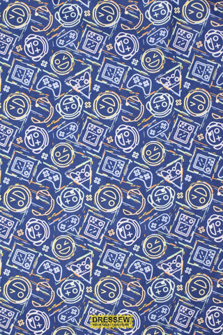 Emoji Gamer Flannelette Royal / Multi